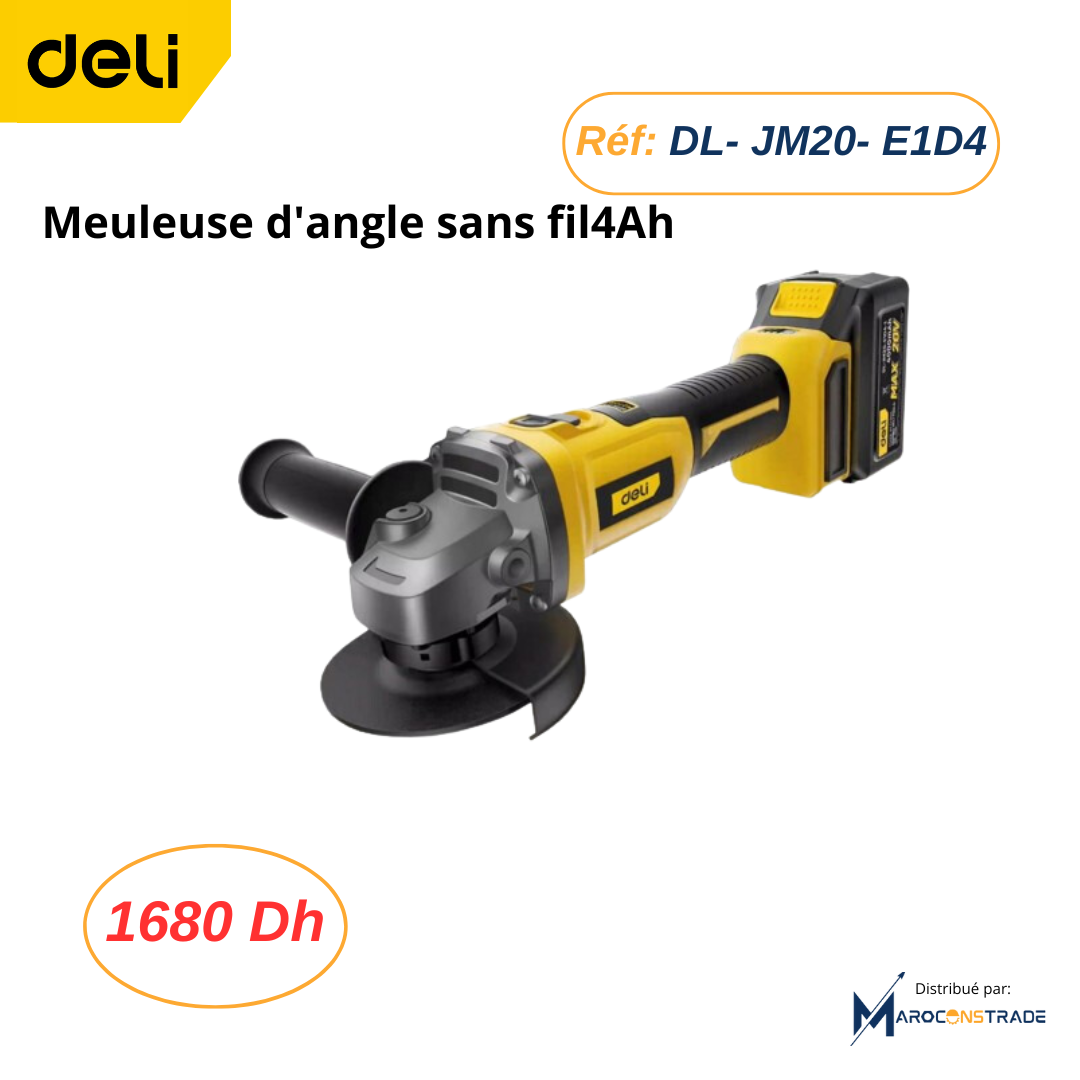 Meuleuse d'angle sans fil DELI DL-JM20-E1D4 4Ah
