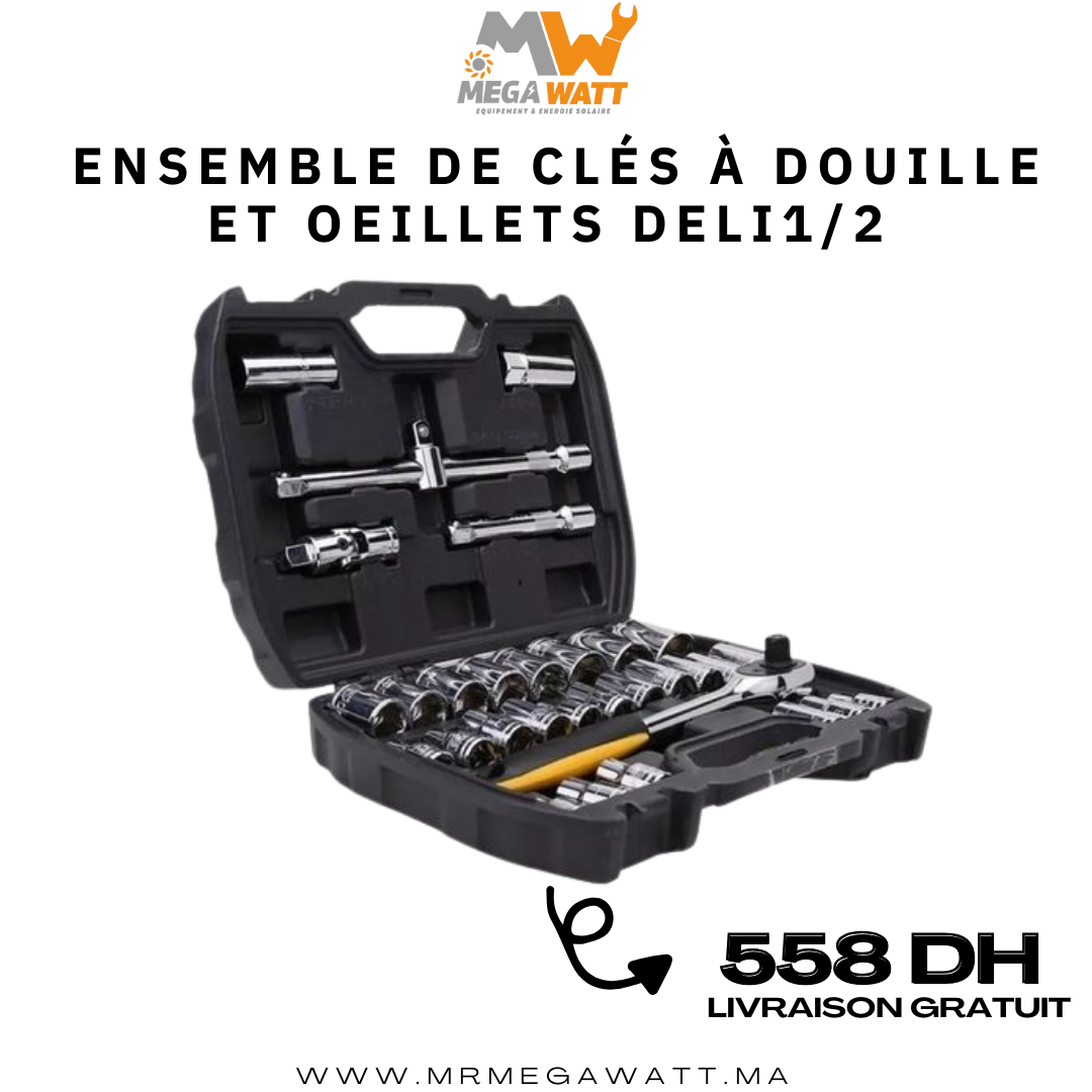 Ensemble de clés à douille et à œillets DELI 1/2" 32 pièces