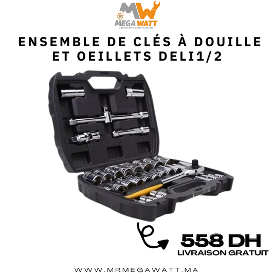 Ensemble de clés à douille et à œillets DELI 1/2" 32 pièces