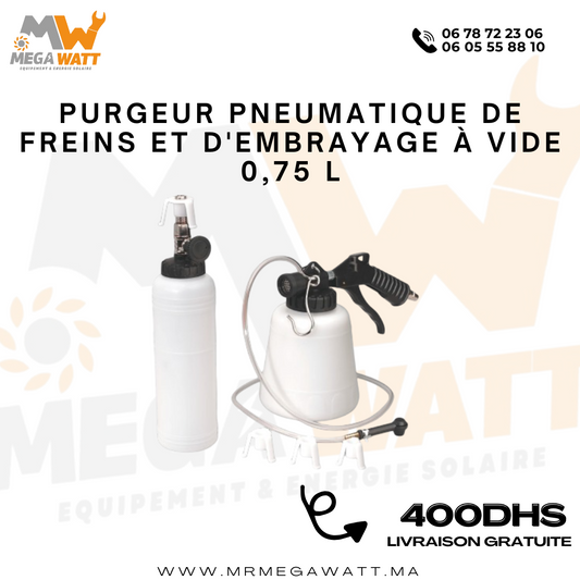 PURGEUR PNEUMATIQUE DE FREINS ET D'EMBRAYAGE À VIDE 0,75 L