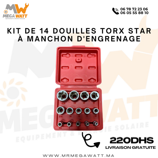 KIT DE 14 DOUILLES TORX STAR